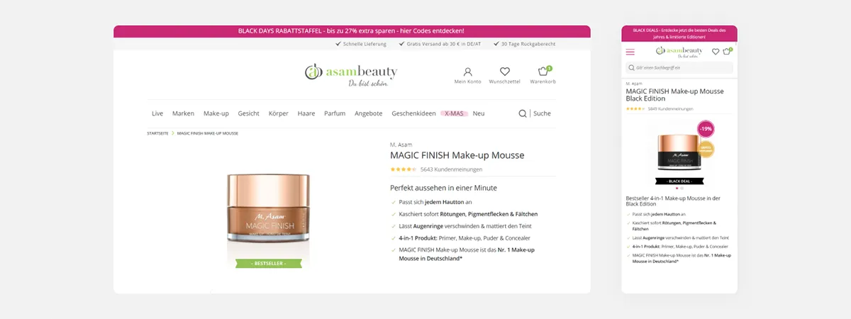 product page on Asambeauty website