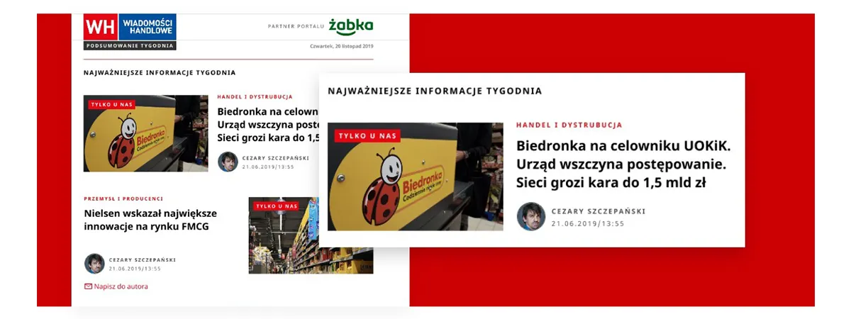 News page on Wiadomości Handlowe portal