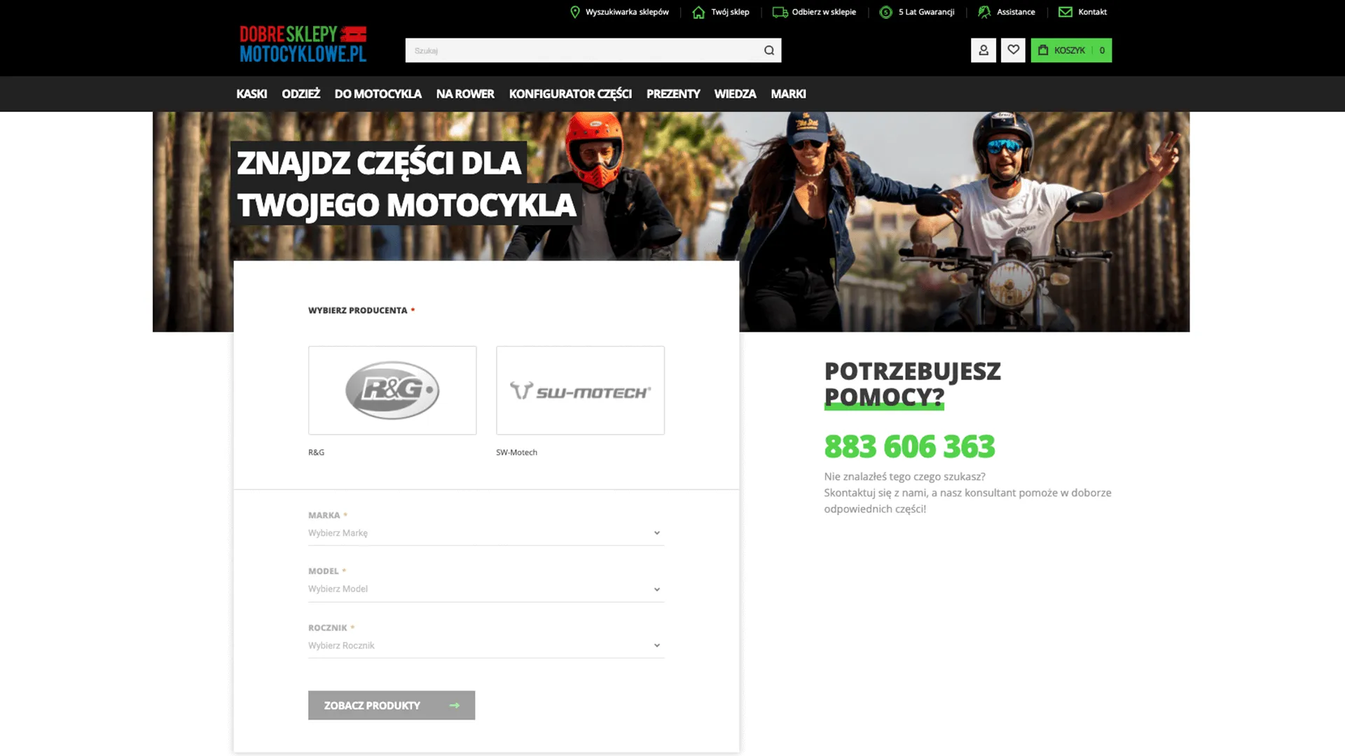 search product form on Dobre Sklepy Motocyklowe website