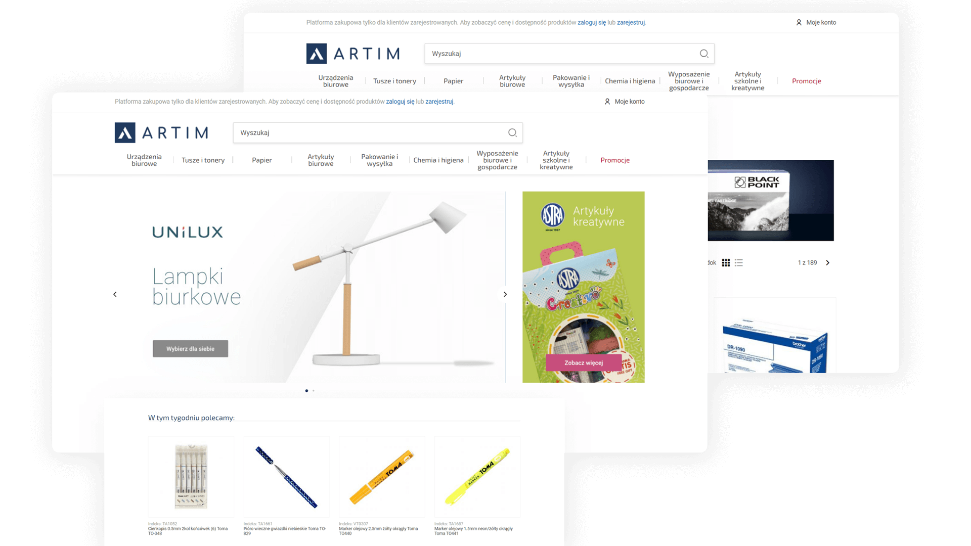 artim website mockups