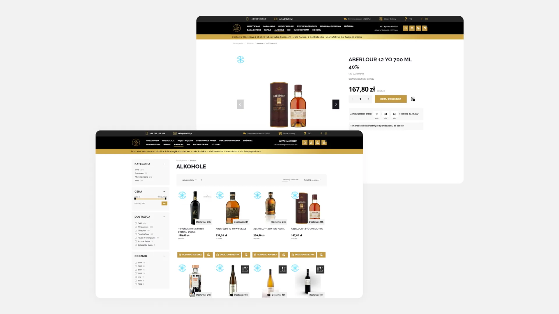 desktop category and product page on Deli2 store