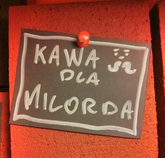 tabliczka z napisem - Kawa dla milorda
